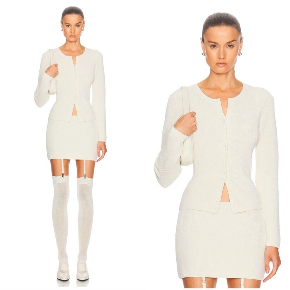 Aya Muse Cream Eris Cardigan Sweater with Long Sleeves and Round Neckline